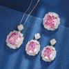 Women's Light Luxury Versatile Set With Inlaid Zircon Pendant Necklace Earrings Ring Set Fashionable And Unique Design Sense Set