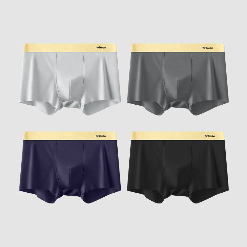 MiiOW 3pcs Ice Silk Men's Panties 7A Conductive Antibacterial Men Underwear Summer Sexy Seamless Boxer Shorts L-4XL