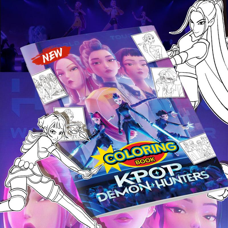 Page 56 Kpop Demon Hunters Anime Coloring Book, Cute Line Art Drawing Book for Kids, Ideal Gift for Fans