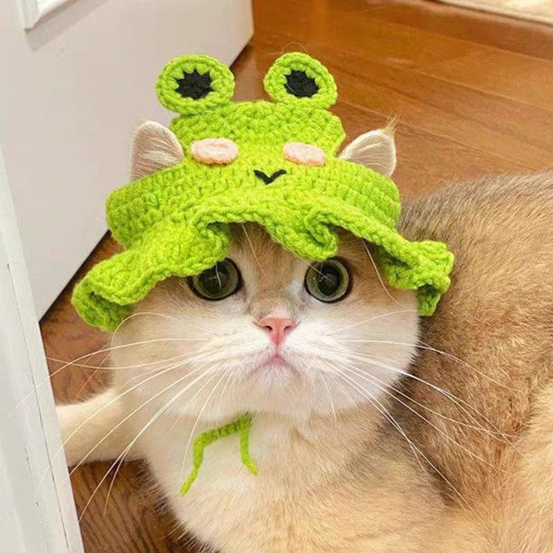 Cappello da Gatto Elastico Carino Raffinato Cappello per Animali Domestici Cuccioli Gattini Cappello a Maglia Accessori per Gatti Decorazioni Oggetti di Scena per Servizio Fotografico di Festa