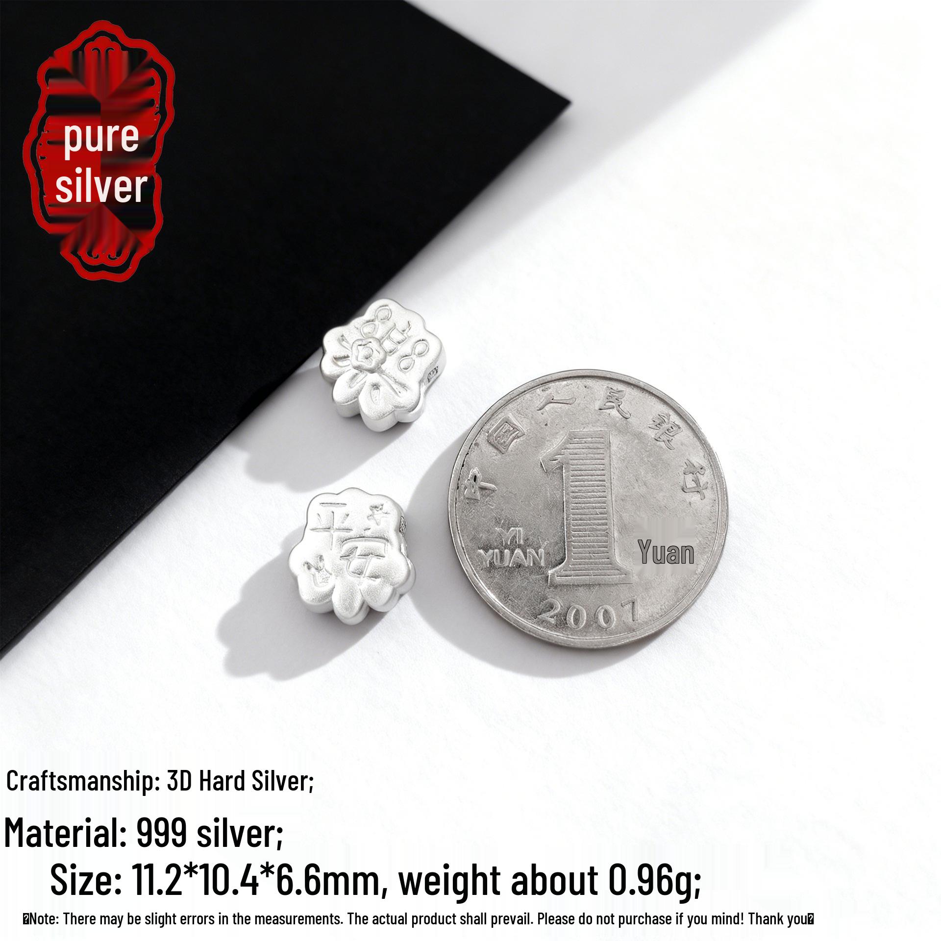 Sterling Silver Peace and Joy 3D Flower Bead Spacer for DIY Bracelets 3D Hard Silver S999; Single Price серебряный