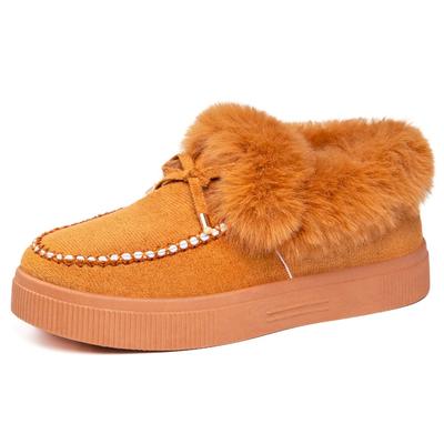 Luxury Women's Boots 2026 Women's Warm Cotton Women's Shoes Snow Boots Winter Round Toe Thick Bottom Fleece-lined Thick