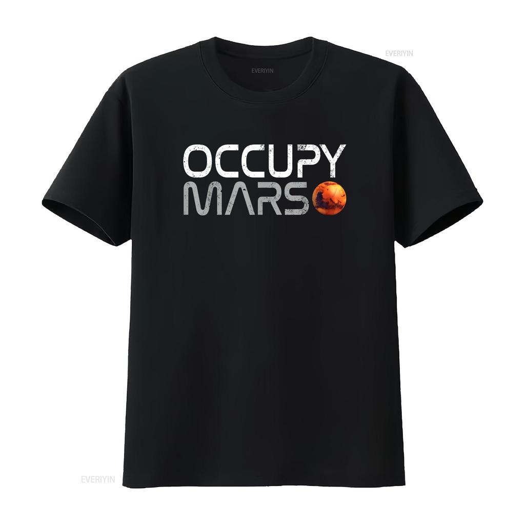 Occupy Mars T Shirt vintage Washed designer clothes streetwear Casual Stylish homme Slightly fashion Versatile Soft graphic