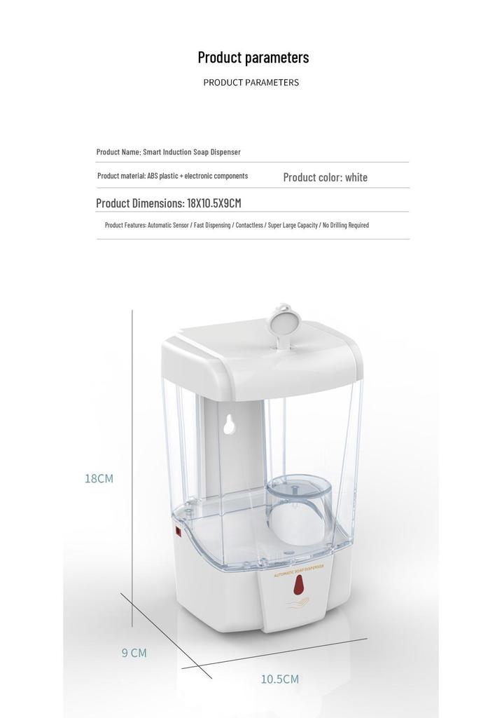 Wall-Mounted Automatic Induction Soap Dispenser - Large Capacity, Contactless Hand Sanitizer Machine for Bathrooms