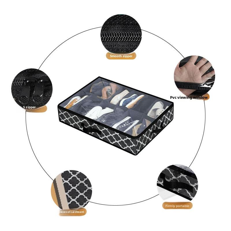 Vlies-Schuhboxen Organizer Faltbar Schrank Schrank Schuhe Halter Transparent Unterbett Staubdicht 12 Paar Schuhe Aufbewahrungstaschen