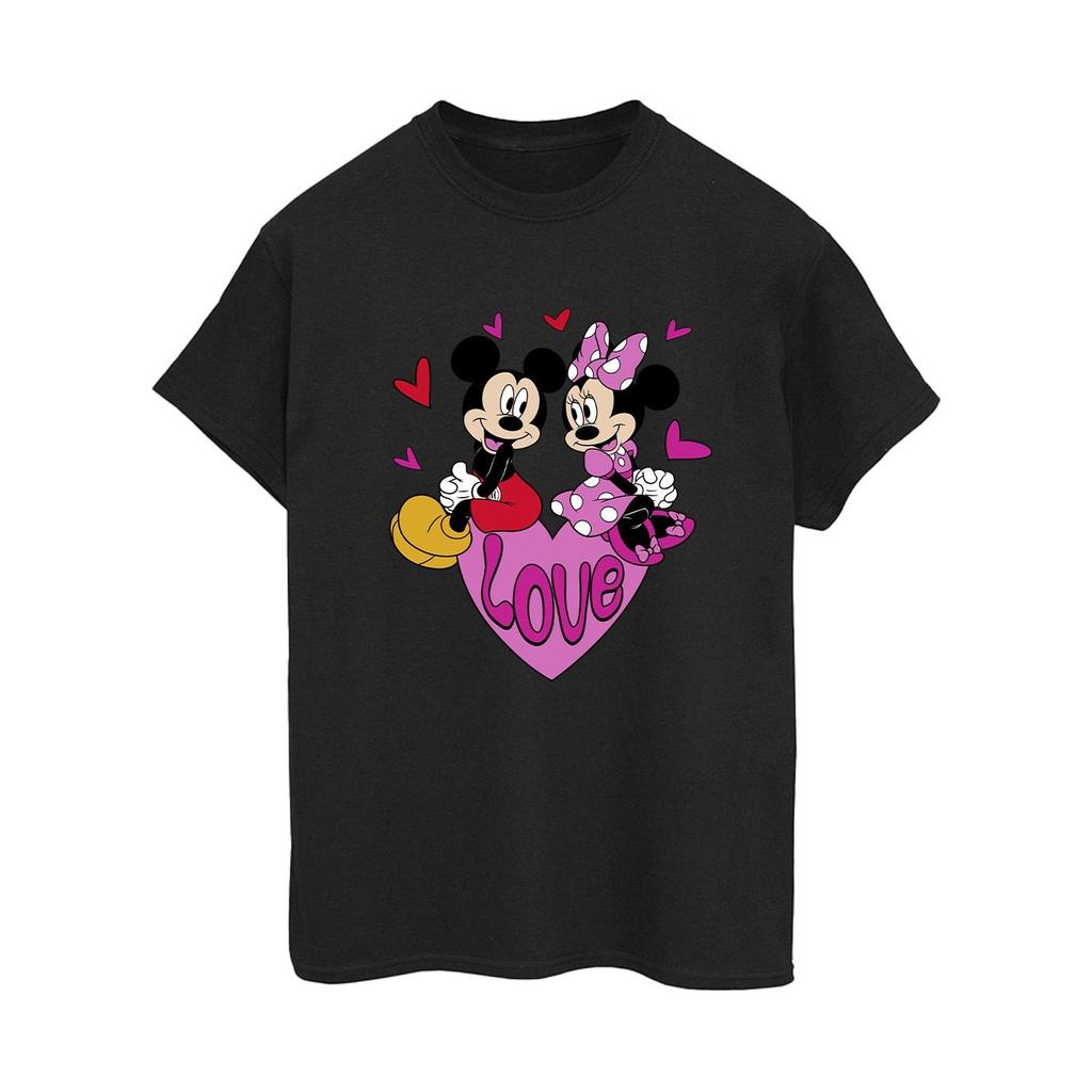 Disney Damen/Damen Liebesherz Mickey & Minnie Maus Baumwolle Boyfriend T-Shirt