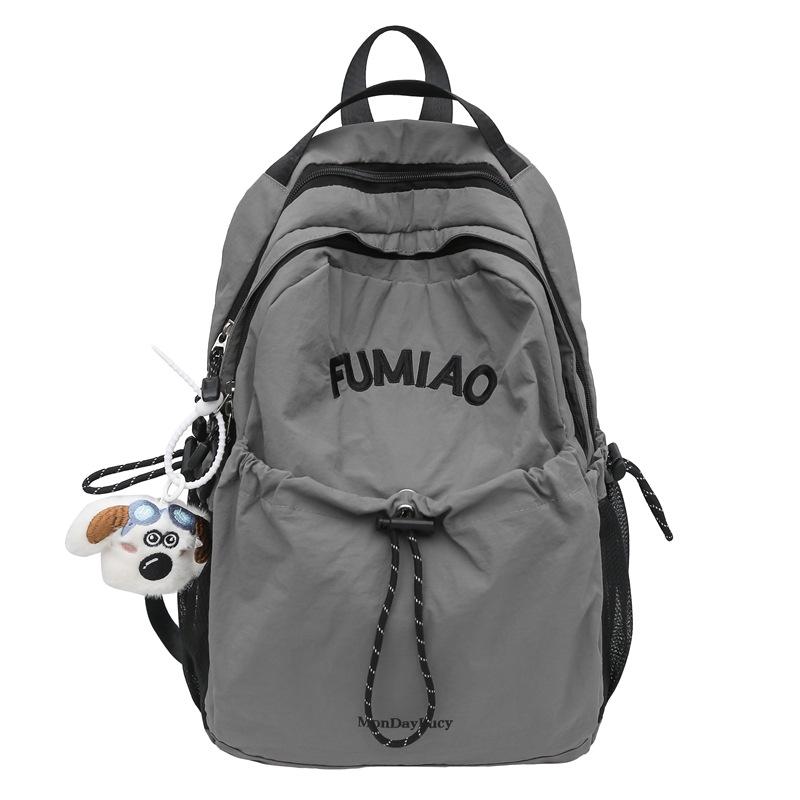

Women s Letter Backpack Campus Style Middle School Student Schoolbag Men Large Capacity Backpack серый