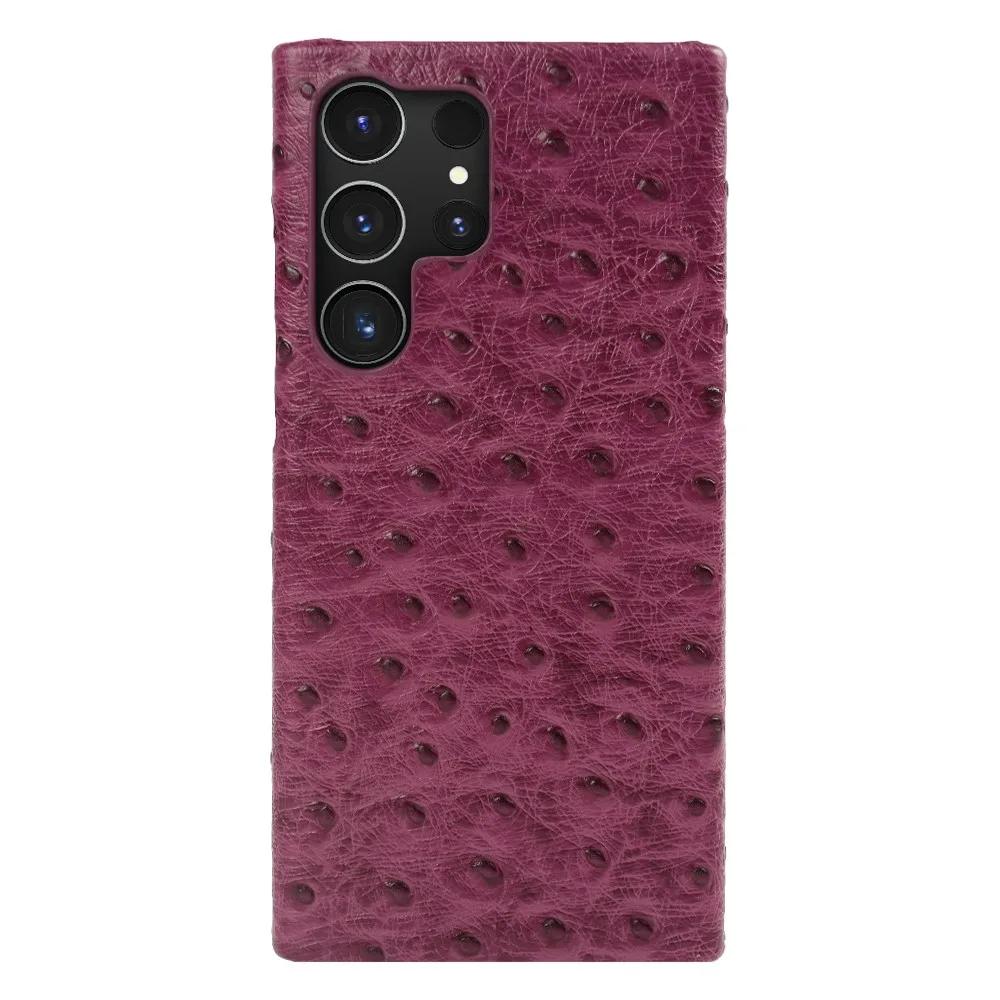 Echtes Straußenleder Case für Samsung Galaxy S23 FE S24 Ultra S22Plus S21FE S20 S23 Rindsleder Rückabdeckung Hülle Schale