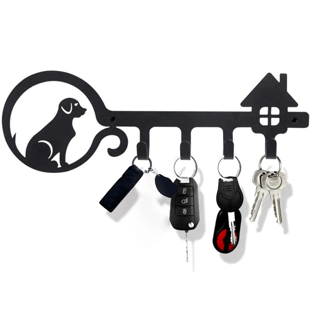 Key Holder with 4 Hooks for Decoration Wall-mounted Keys Stand Punching Installation Key Hanger Hook Keep Neat Iron Key Holder