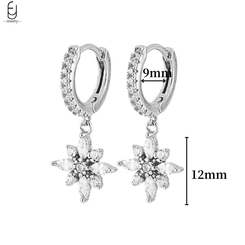 925 Silver Ear Buckles Fashion Hoop Earrings White Crystal Luxury Women's Earrings Wedding Women's Jewelry Premium Gift