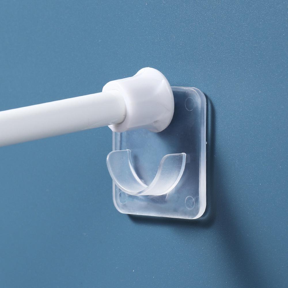 2pcs/set Curtain Rod Bracket Holders Hooks Self-Adhesive Curtain Rod Holders Clothes Hanger Bracket Accessories