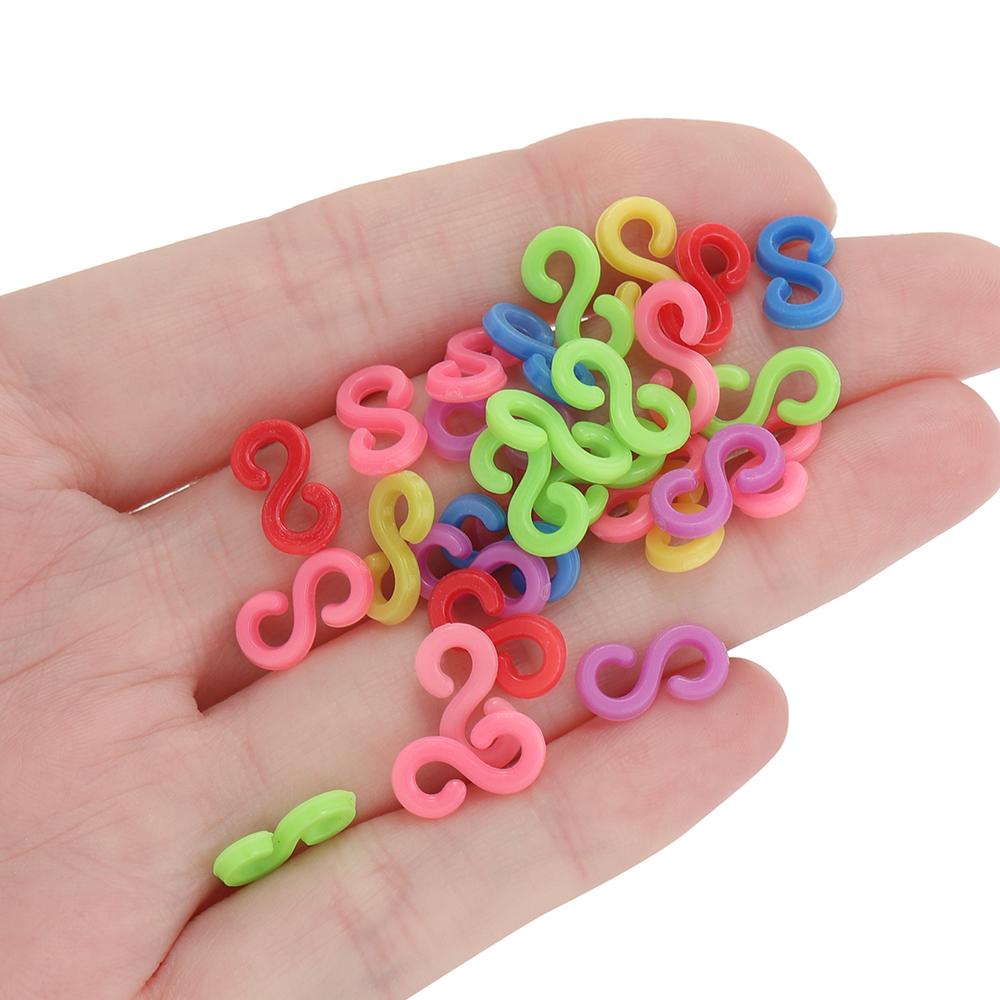 500pcs/Lot S Shape Clips Hook Plastic Connectors Clasp for DIY Charm Bracelet Jewelry Making Supplies Accessories
