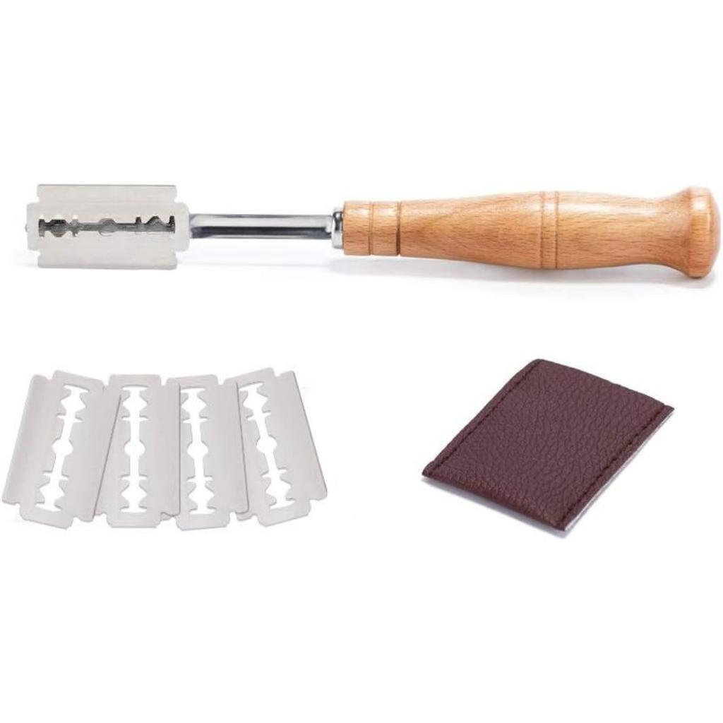 Premium Hand Crafted Bread Lame Included 5 Blades and Leather Protective Cover - Best Dough Scoring Tool