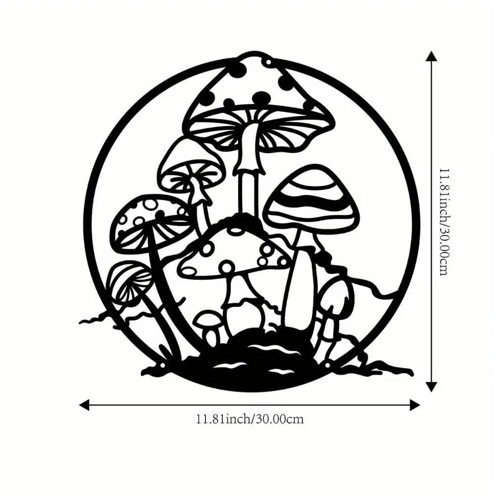 

Mushroom Metal Wall Art Iron Outdoor Garden Courtyard Indoor Home Hanging Decor Whimsical Farmhouse Ornament 12in