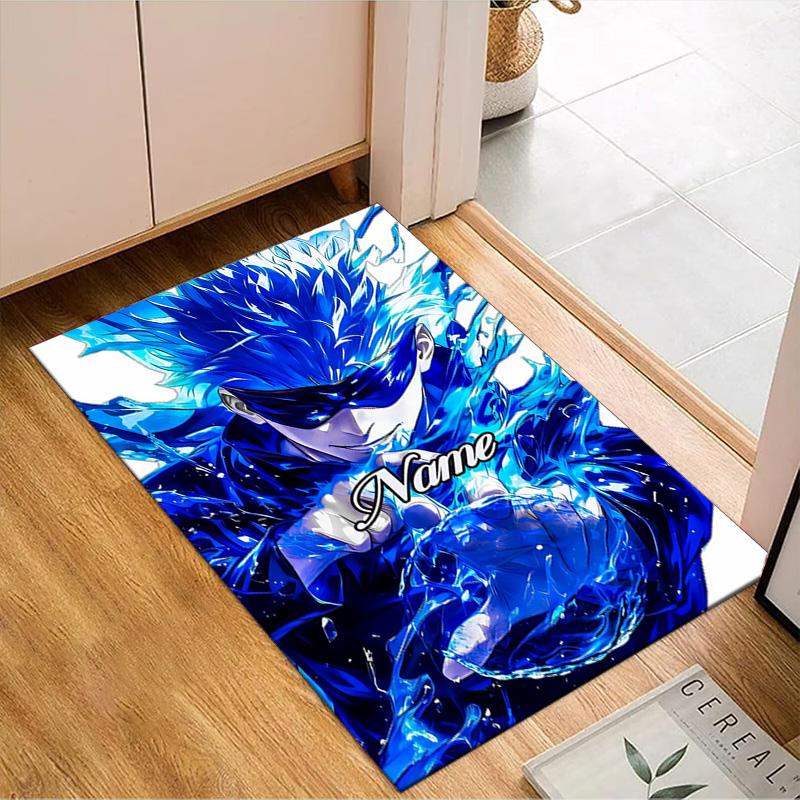 Custom Name Powerful Jujutsu Hero Rug Game Carpet, Floor Mat for Bedroom Living Room Entryway Rug, Home Decor Idea Gift for Christmas birthday