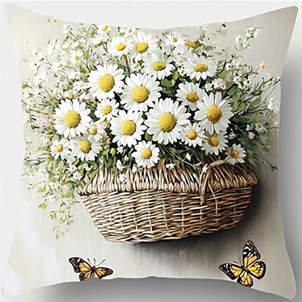 1/4pcs Floral Printed Pillowcases with Charming Scenes Sofa cushion cover home bedroom room decoration
