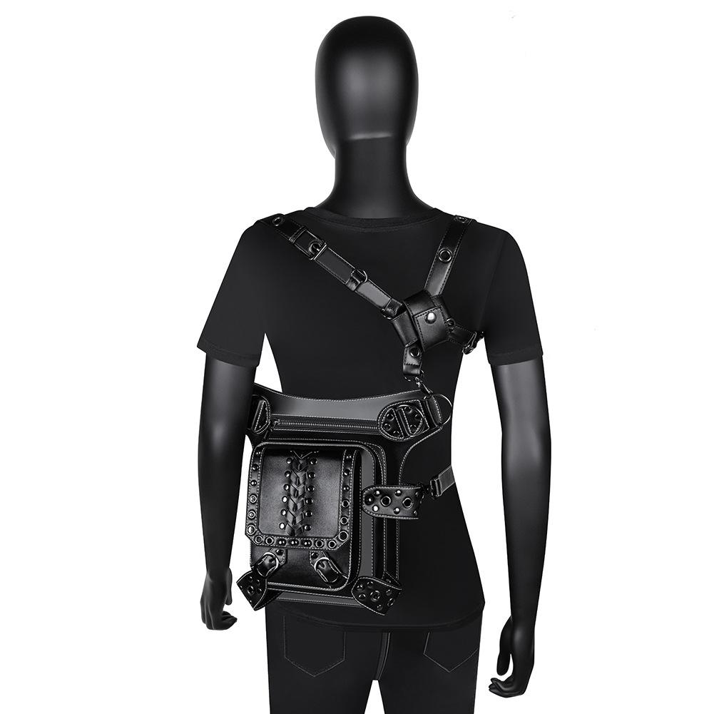 Punk Pu Leather Female Outdoor Cycling Waist Bag Fanny Pack Belt Bag Chest Bag Purse Bum Bag Leg Bag Banano