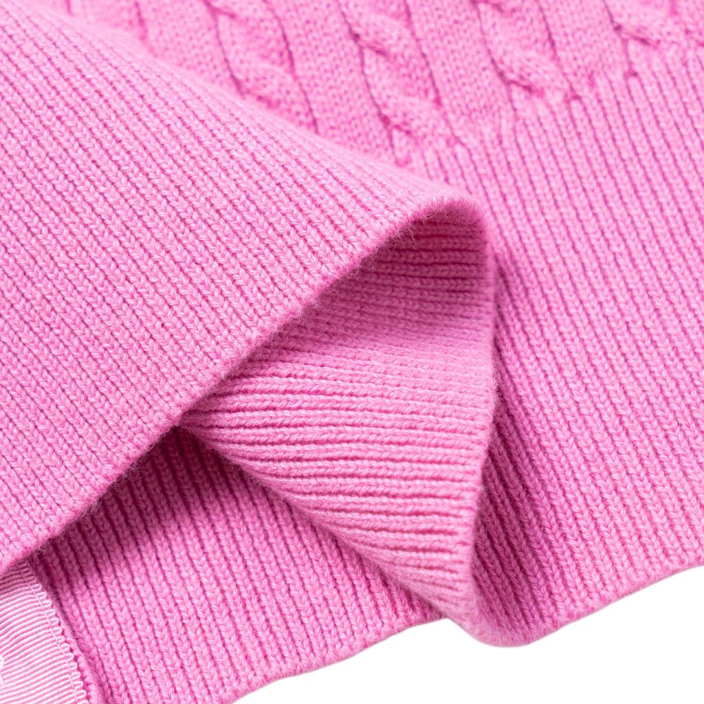 Polo Ralph Lauren Solid Color Crew Neck Cable Knit Sweater Kids Sweater Pink 313543047-077