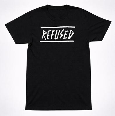 Refused Logo Black T-Shirt Classic Hardcore Punk Band Text Graphic Tee