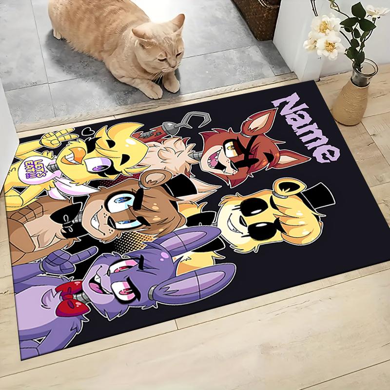 Custom Name FNAF Fan Art Compilation Carpet Rug Customizable Soft Washable Anti-Slip Home Living Room Sofa Mats Personalized Rug. 0909115