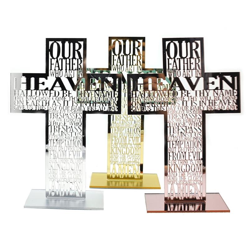 21cm Hollow Out Acrylic Scriptures for Cross with Stand Jesus Christ Catholic Bible Religious Christian Standing for Cross A0KF