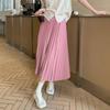 Spring and Autumn New Fashion Women's High Waist Pleated Solid Color Half Length Elastic Skirt Promotions Lady Black Pink