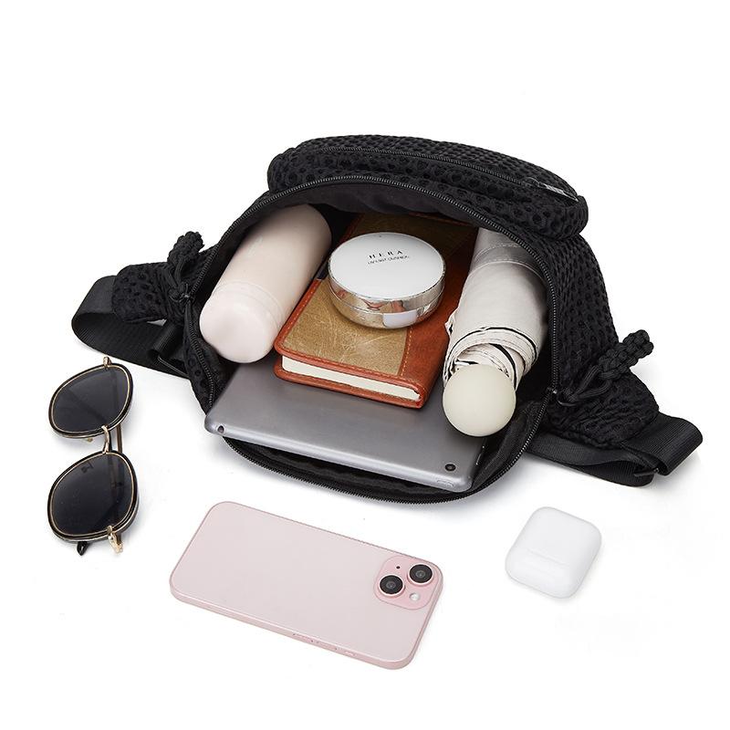 Mesh Women Saddle Messenger Bag Small Casual Wide Strap Shoulder Crossbody Bag for Female Designer Ladies Chest Bag Phone Wallet