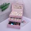Three Layer Lockable Leather Jewelry Box Large Dustproof Organiser Case For Home Bedroom Desk