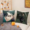 Anime Levi Ackerman Attack On Titan-T Silky Short Plush With Invisible Zipper Dustproof Sofa Cushion Cover For Home Decor