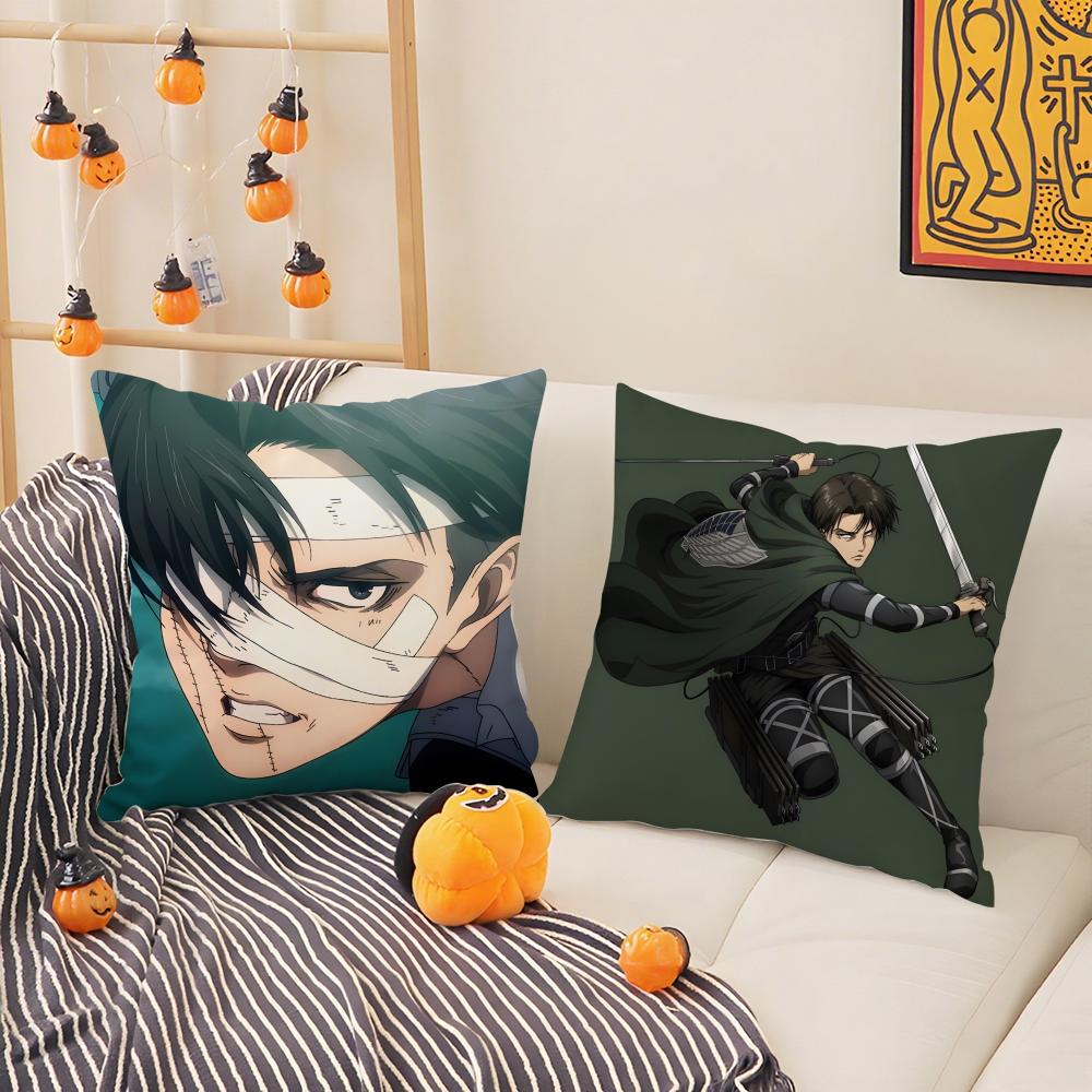 Anime Levi Ackerman Attack On Titan-T Silky Short Plush With Invisible Zipper Dustproof Sofa Cushion Cover For Home Decor