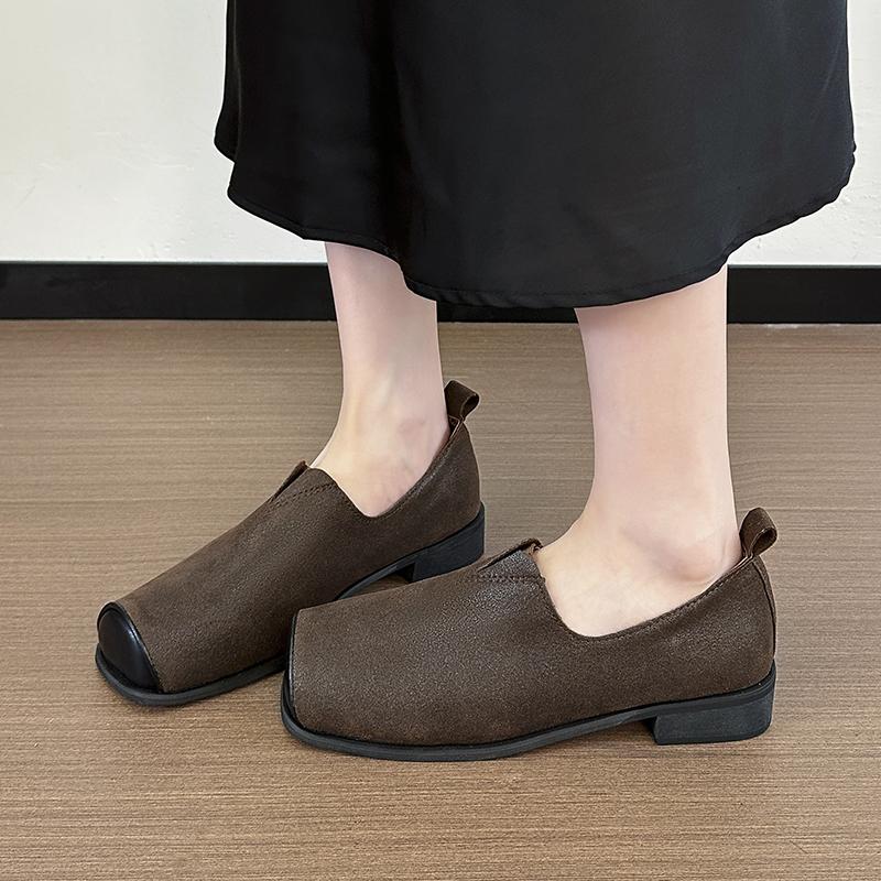 Square Toe Women Flats Soft Shoes Fashion Leather Casual Sneakers 2025 Autumn New Trends Woman Shoes Comfort Zapatillas De Mujer