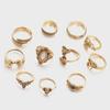 Retro Elephant Leaf 11-Piece European and American Ring Set