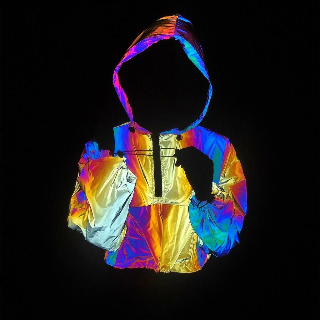 Spring & Autumn Iridescent Yellow Pink Women's Half-Zip Loose Hoodie Jacket
