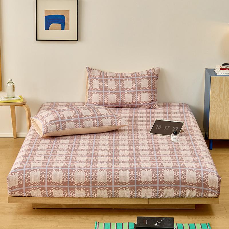 100% Cotton Bedsheet Skin-friendly Fitted Sheet Simple Style Bed Cover Elastic Bed Linen drap de lit (Pillowcase Need Order)