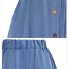 Lady's A-Line High Waist Button Pleated Midi Skirt With Elastic Waist Knee Length