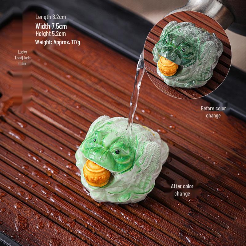 Color-Changing Golden Toad Monk Ornament for Tea Ceremony Decor