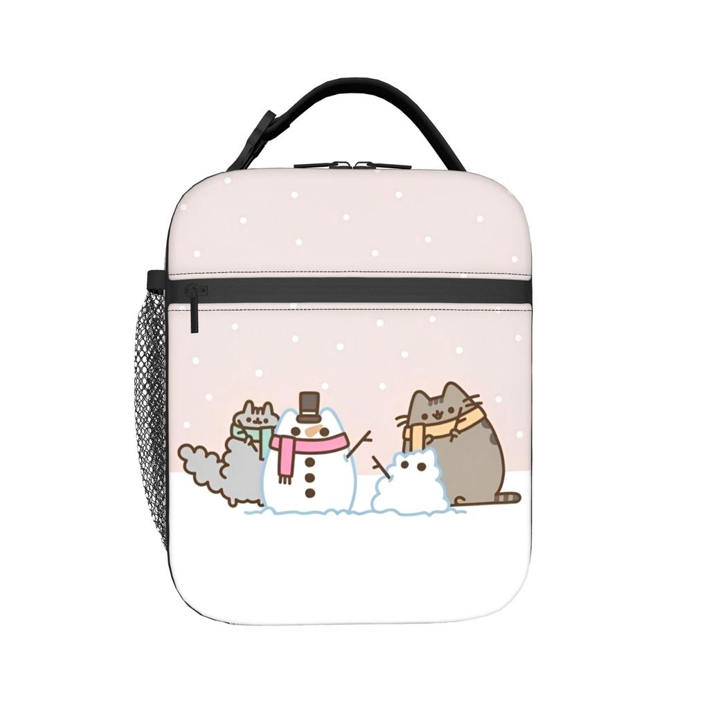Cute Cats Gifts Insulated Lunch Bags Thermal Bag Reusable,Lunch Container P-Pusheencats High Capacity Tote Lunch Box