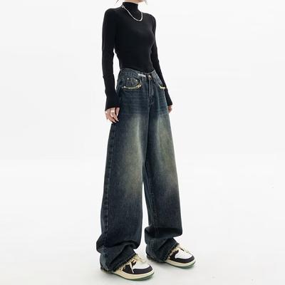 Y2K Baggy Jeans Women Streetwear Retro Fashion Autumn High Waist Pants Loose Wide Leg Denim Trousers Female