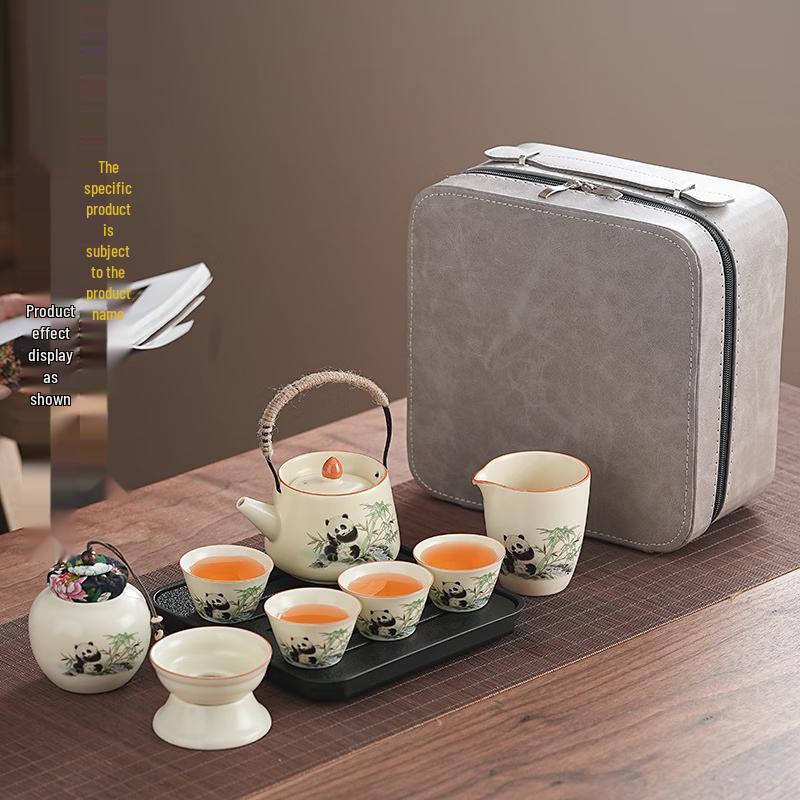 Portable Ru Kiln Panda Tea Set with Xishi Pot