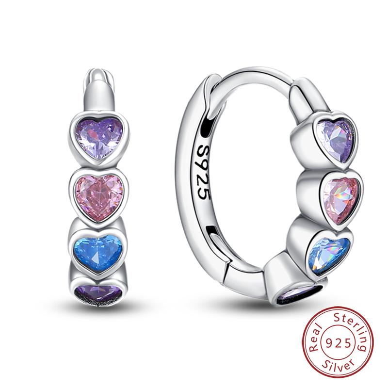 

Original 925 Sterling Silver Inlaid Sparkling Zircon Rainbow Earrings For Women Fashion Birthday Party Jewelry Gifts
