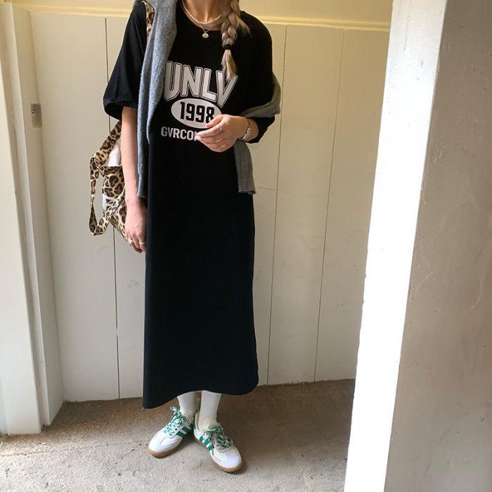 

Женская мода лето весна 1/2 рукава О-образный вырез свободная талия повседневные платья XXXXL