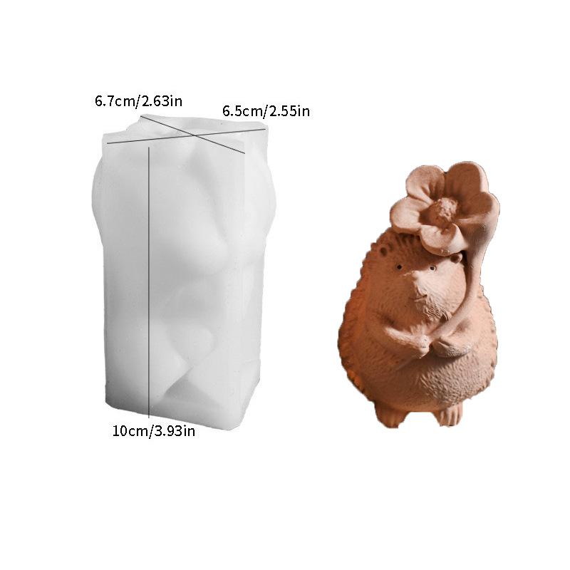

DIY Cute Hedgehog Holding Grass Candle Silicone Mold for Gypsum Plaster Resin Home Garden Yard Soap Making Tool