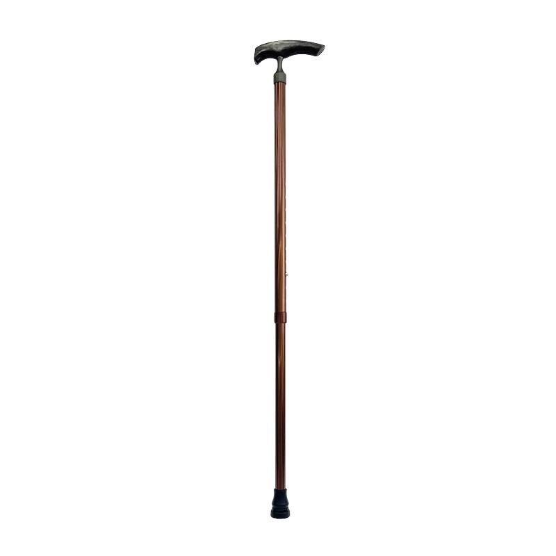 Elderly Support Walking Cane Aluminum Adjustable Trekking Stick With Wooden T-Handle Indoor Outdoor Use
