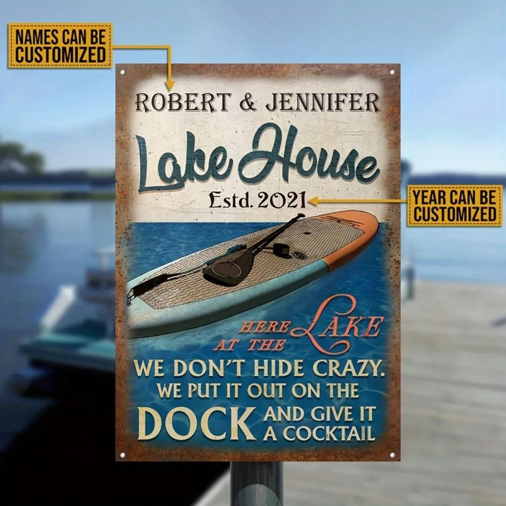 Custom Paddleboard Lake Crazy Metal Sign Outdoor Home Decor