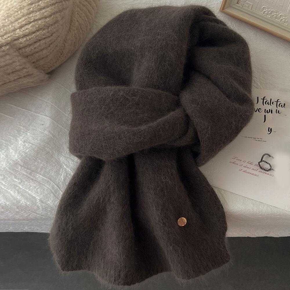 Hot Winter Thermal Knitted Scarf Women Raccoon Velvet Fur Wool Scarf Luxury Solid Color Shawl Wraps Windproof Warmer Neckerchief