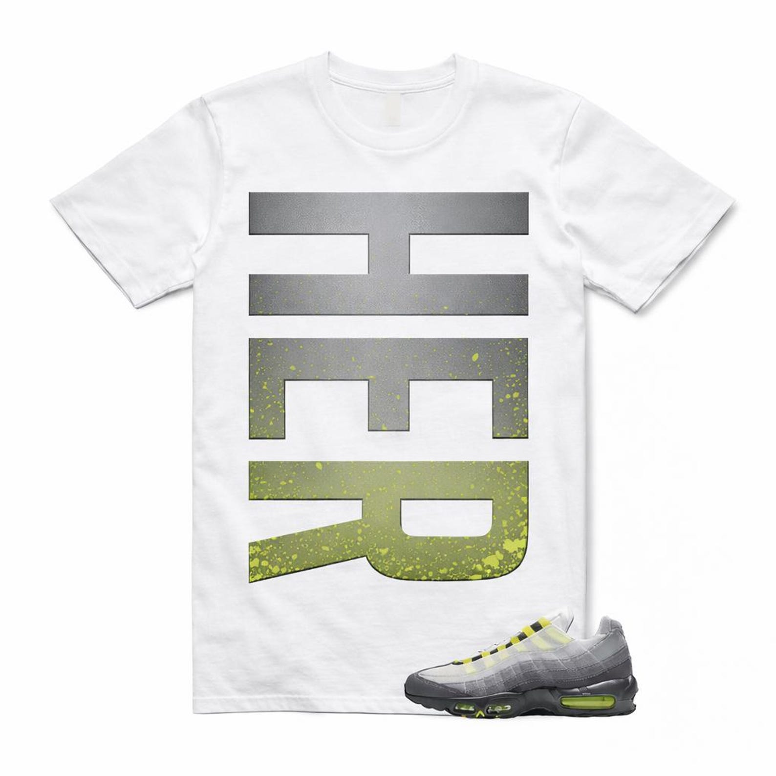 HER Vertical Graphic Tee – Grey Neon Splatter Streetwear Shirt 3XL