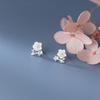Modian 3 Elegant Shell Flowers Shiny Zircon Leaves Stud Earring for Women Silver 925 Flora Ear Pin Fine Jewelry