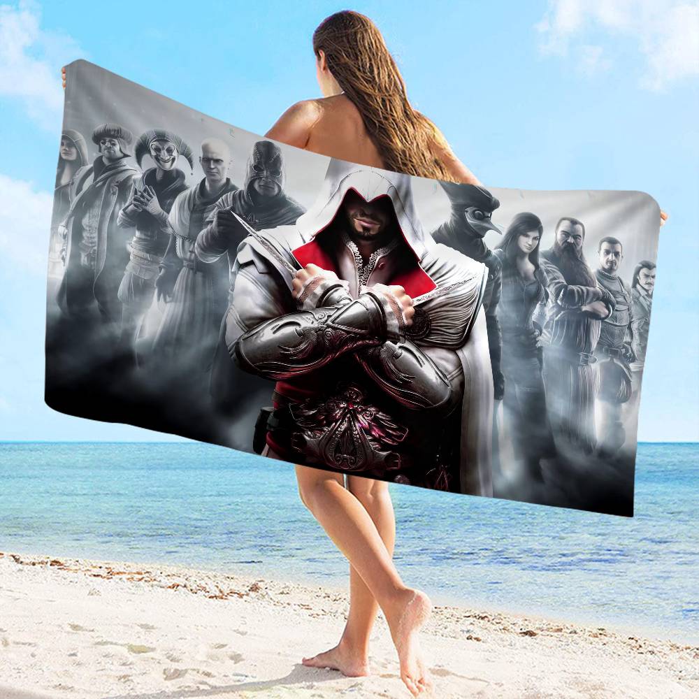 A-Assassin C-Creed Spiel Mikrofaser Bedrucktes Strandtuch Bergsteigen Yoga Strand Schwimmen Laufen Saugfähiges Weiches Handtuch