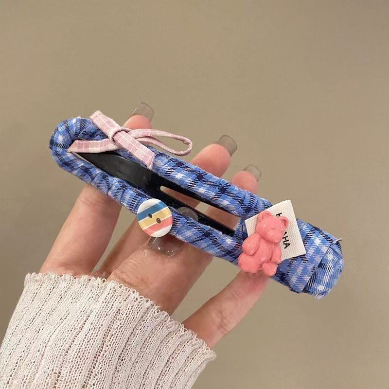 

High Grade Button Bow Hair Clip Women Back Head Updo Duckbill Clip Large Shark Clip Versatile Fashion Hair Accessories for Girls розовый