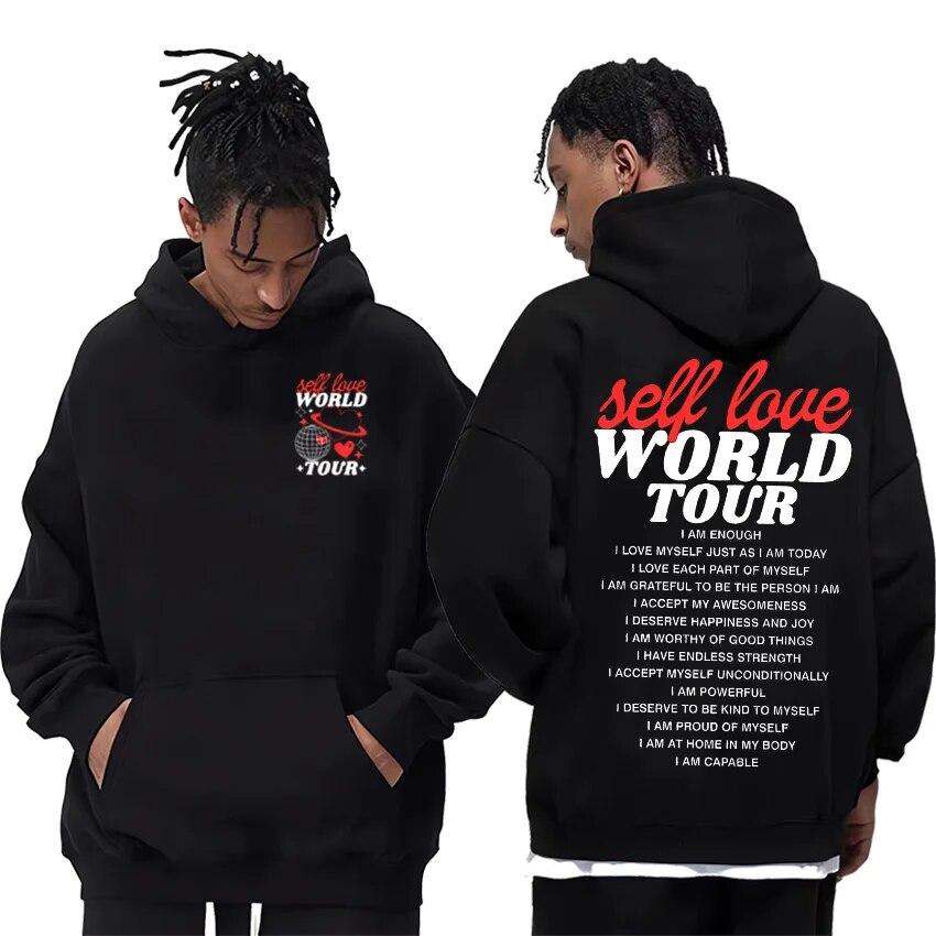 

Self Love World Tour harajuku модная толстовка унисекс женская новая хип-хоп негабаритная уличная одежда с длинными рукавами унисекс толстовка с капюшоном
